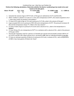 Combined Gas Law + Ideal Gas Law Problem Set