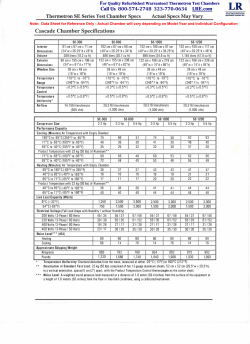 Cascade Chamber Specifications