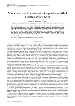 Manichean and Dichotomous Opposites in Athol Fugard`s Blood Knot