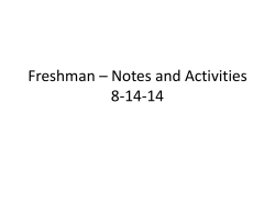 Freshman – Notes and Activities 8-14-14