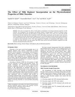 The Effect of Milk Replacer Incorporation on the Physicochemical