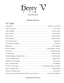 Henry V Playbill - Appleton North Theatre