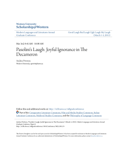 Pasolini`s Laugh: Joyful Ignorance in The Decameron