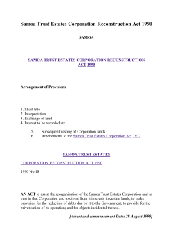 Samoa Trust Estates Corporation Reconstruction Act 1990