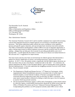 ACC Seeks Strong Oversight on Science-Based Decision