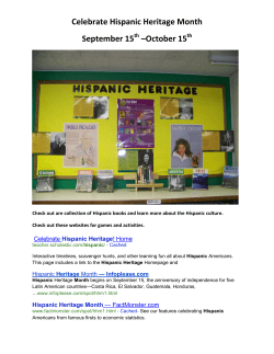 Celebrate Hispanic Heritage Month September 15 –October 15