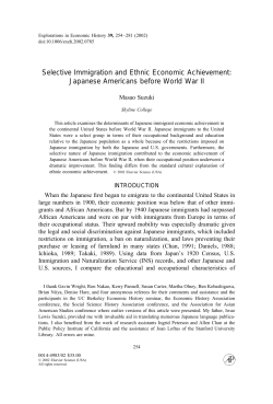 Selective Immigration and Ethnic Economic Achievement: Japanese