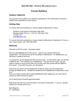 MATH 104 FINITE MATHEMATICS