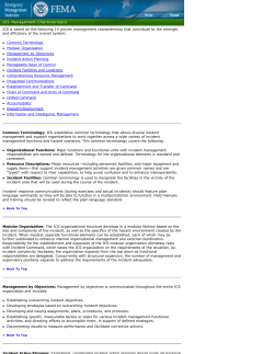 ICS Management Characteristics ICS is based on the following 14