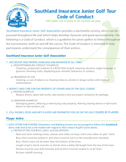 Southland Insurance Junior Golf Tour Code of Conduct