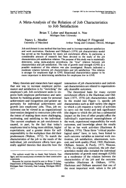 A Meta-Analysis of the Relation of Job Characteristics to Job