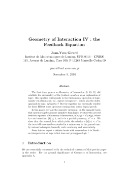 Geometry of Interaction IV : the Feedback Equation