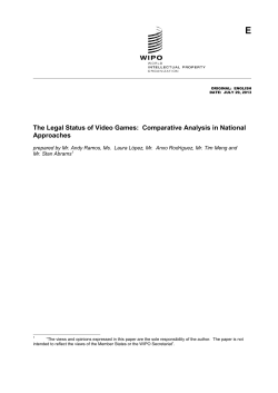 The Legal Status of Video Games: Comparative Analysis in