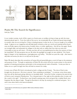 Psalm 90: The Search for Significance