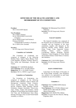 officers of the health assembly and membership of its committees
