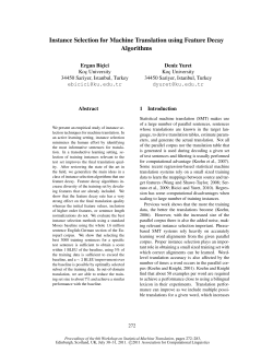 Instance Selection for Machine Translation using Feature Decay
