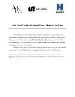 Staff Layoffs and Reductions in Force – Managing the