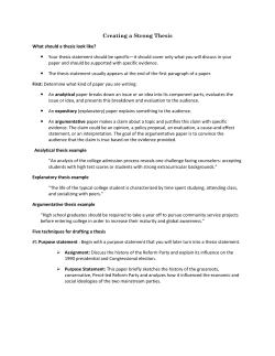 Creating a Strong Thesis