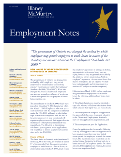 employ notes apr05 - Blaney McMurtry LLP
