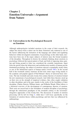 Emotion Universals&mdash;Argument from Nature