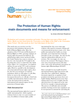 The Protection of Human Rights: main documents and means for
