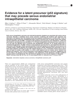Evidence for a latent precursor (p53 signature) that may precede