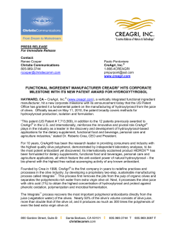 press release - CreAgri Inc.
