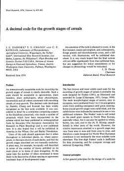 A decimal code for the growth stages of cereals