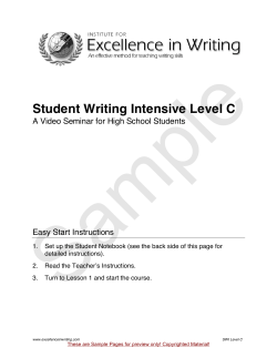 Student Writing Intensive Level C