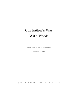 Our Father`s Way with Words - Richard Hitt`s Personal Page