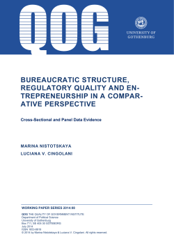 Bureaucratic Structure, Regulatory Quality and Entrepreneurship in
