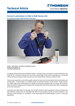 Correct Lubrication is Vital to Ball Screw Life