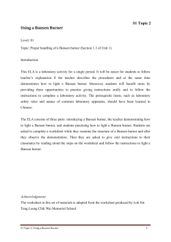 S1 Topic 2 Using a Bunsen Burner