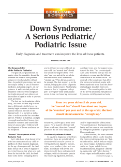 Down Syndrome: A Serious Pediatric/ Podiatric Issue