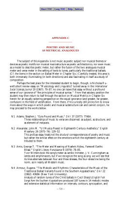 Poetry and Music (as Metrical Analogues)