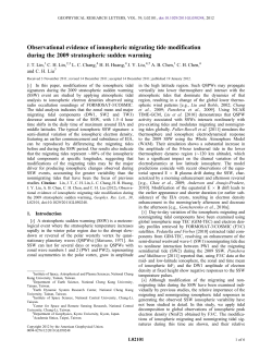 Observational evidence of ionospheric migrating tide modification