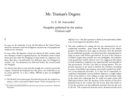 Mr. Truman&para;s Degree