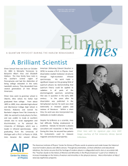 Elmer Imes Handout - American Institute of Physics