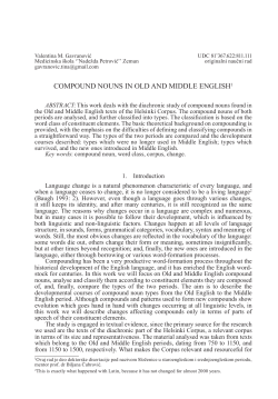 COMPOUND NOUNS IN OLD AND MIDDLE ENGLISH1