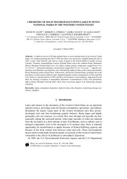 Chemistry of Selected High-Elevation Lakes in Seven National
