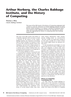 Arthur Norberg, the Charles Babbage Institute
