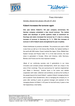 K&uuml;berit 150 years Company news 2013