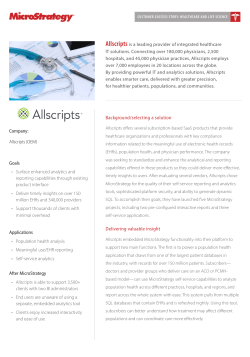 Background/selecting a solution Delivering valuable insight
