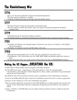 The Revolutionary War 1776 1777 1779 1781 1783