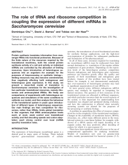 role of tRNA and ribosome competition in coupling the expression of