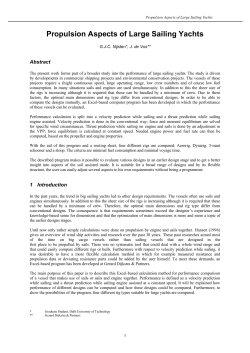 Propulsion Aspects of Large Sailing Yachts