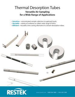Thermal Desorption Tubes: Versatile Air Sampling for a