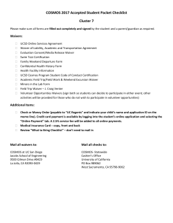 COSMOS 2017 Accepted Student Packet Checklist Cluster 7