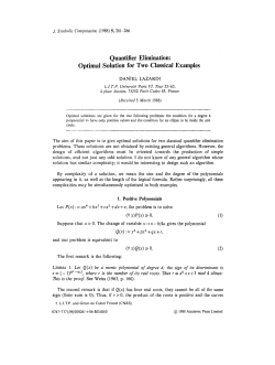 Quantifier Elimination: Optimal Solution for Two Classical Examples