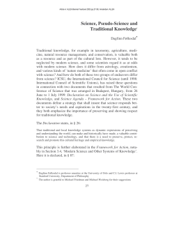 Science, Pseudo-science and Traditional Knowledge